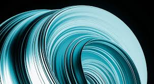 Abstract teal ribbon of layered curves